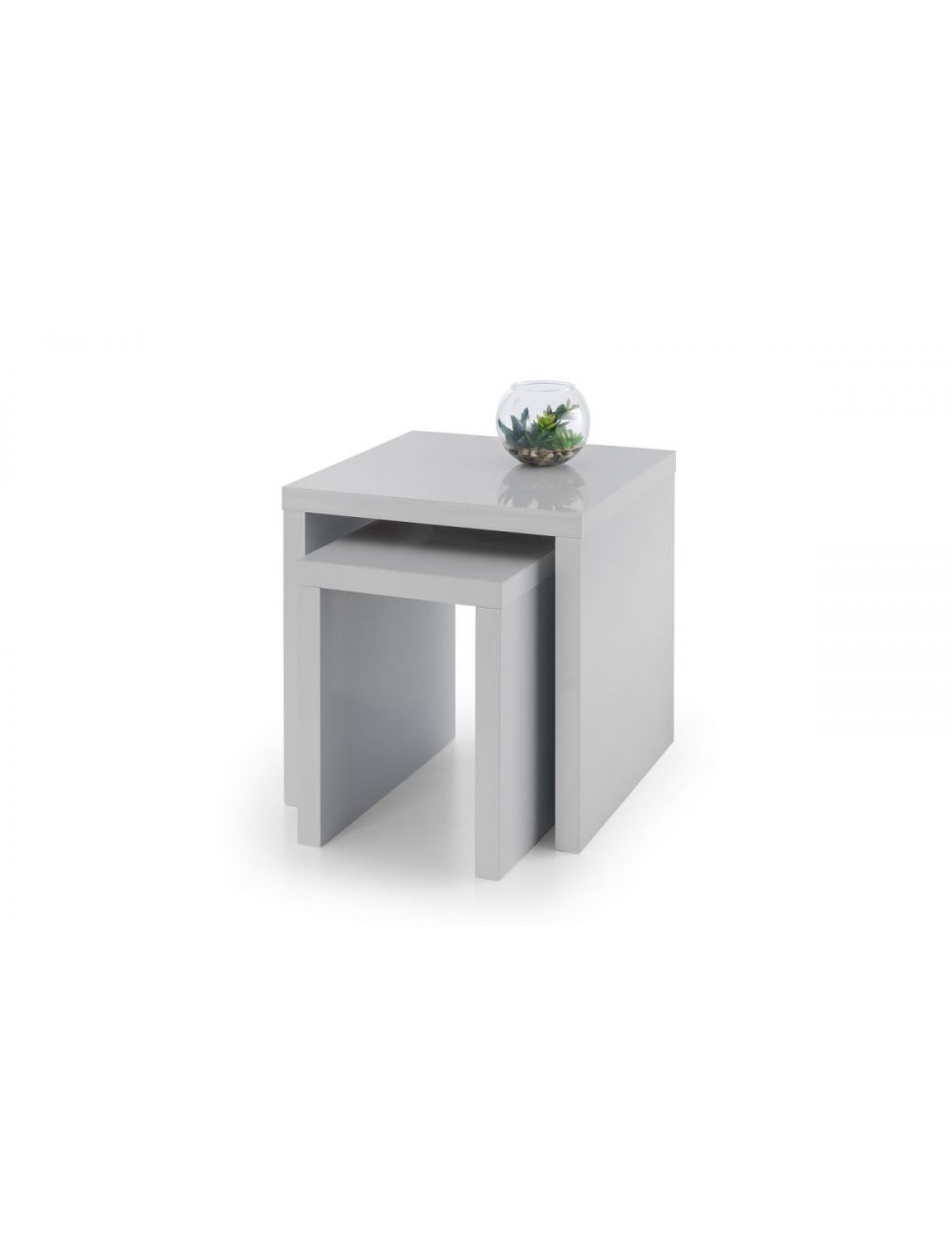 Metro Grey High Gloss Nest Of Tables, White High Gloss Tall Side Table