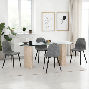 Modena Athens Dining Set with Grey Faux Leather Chairs
