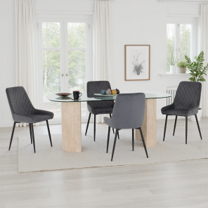 Modena Avery Dining Set with Grey Velvet Chairs