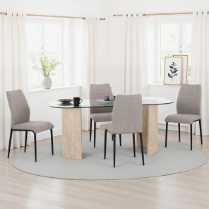 Modena Chilton Dining Set with Grey Fabric Chairs