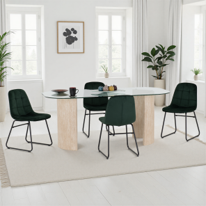 Modena Lukas Dining Set with Emerald Green Velvet Chairs