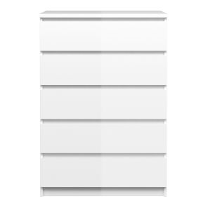 Naia Chest of 5 Drawers in White High Gloss
