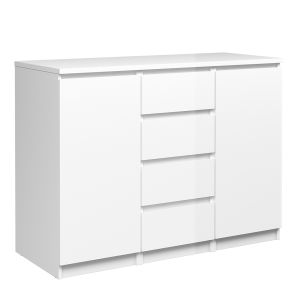 Naia 4 Drawer 2 Door Sideboard in White High Gloss