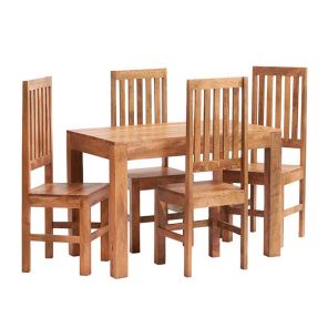 Toko Light Mango Dining Set with Wooden Chairs