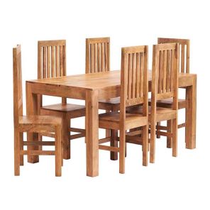 Toko Light Mango Large Dining Set with Wooden Chairs