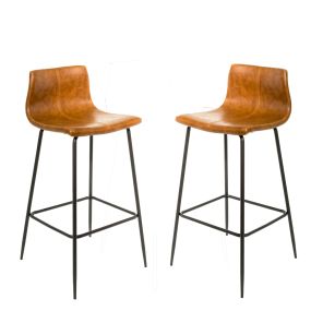 Vegan Leather Barstool in Tan (Pair)