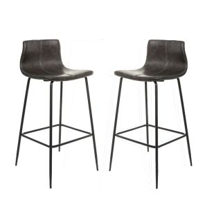Vegan Leather Barstool  in Grey (Pair)