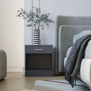 Dakota Dark Grey 1 Drawer Bedside