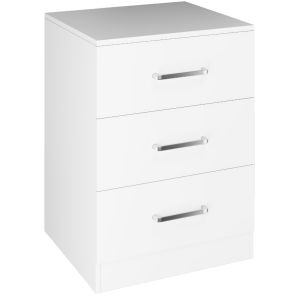 Dakota White 3 Drawer Bedside