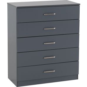 Dakota Dark Grey 5 Drawer Chest