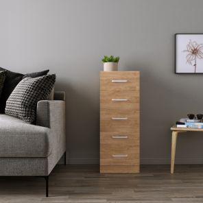 Dakota Oak 5 Drawer Narrow Chest 
