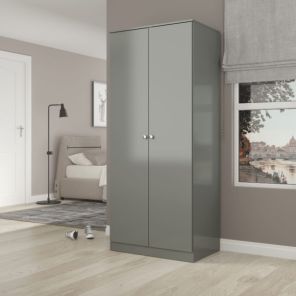 Denver Grey Gloss 2 Door Wardrobe