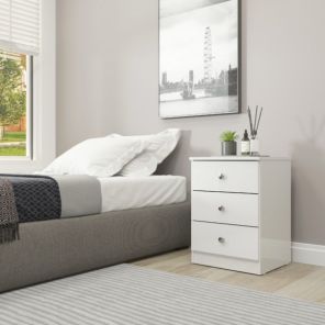 Denver White Gloss 3 Drawer Bedside