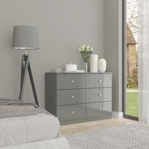 Denver Grey Gloss 6 Drawer Chest 