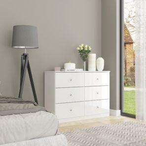 Denver White Gloss 6 Drawer Chest 