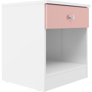 Denver White and Pink Gloss 1 Drawer Bedside