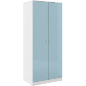 Denver White and Blue Gloss 2 Door Wardrobe
