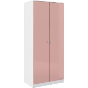 Denver White and Pink Gloss 2 Door Wardrobe