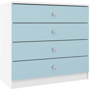 Denver White and Blue Gloss 4 Drawer Chest 