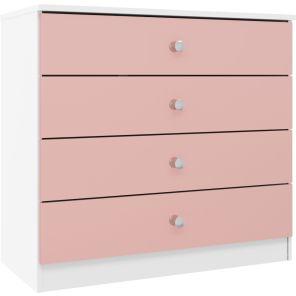 Denver White and Pink Gloss 4 Drawer Chest 