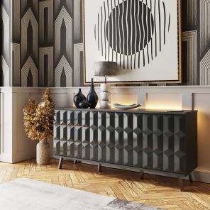 Frank Olsen Elevate Grey Sideboard with Mood Lighting and Wireless Phone Charging