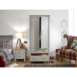 Lancaster Grey 2 Door 2 Drawer Wardrobe