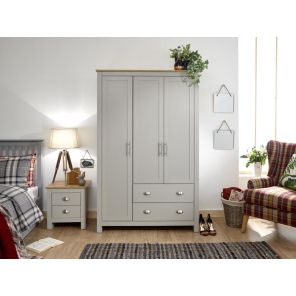 Lancaster Grey 3 Door 2 Drawer Wardrobe