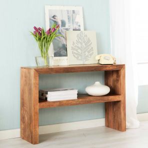 Toko Light Mango Console Table with Shelf