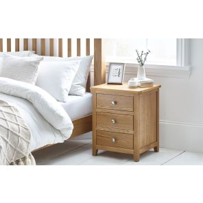 Mallory Oak 3 Drawer Bedside