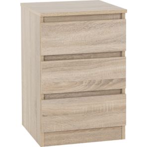 Malvern Sonoma Oak 3 Drawer Bedside