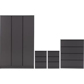 Malvern Grey 3 Door Wardrobe Bedroom Set 