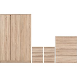 Malvern Sonoma Oak 3 Door Wardrobe Bedroom Set 
