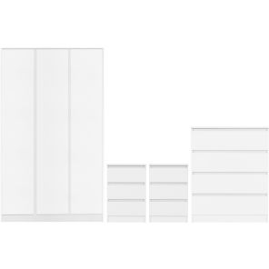 Malvern White 3 Door Wardrobe Bedroom Set 