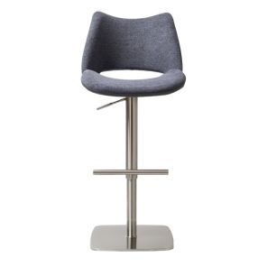 Contour Stainless Steel and Fusion Slate Grey Barstool