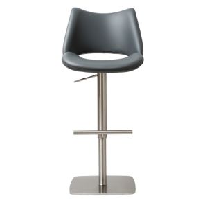 Contour Stainless Steel and Slate Grey Leather Barstool