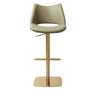Contour Gold and Olive Leather Barstool 