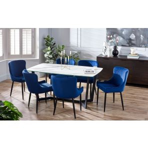 Olympus Luxe White Marble Dining Set 