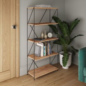 Leyo Oak 5 Tier Bookcase