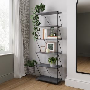 Leyo Grey 6 Tier Bookcase