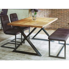 Urban Elegance Reclaimed Small Dining Table with Diagonal Legs