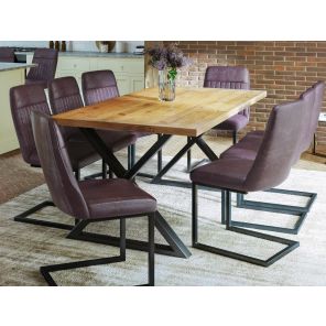 Urban Elegance Reclaimed Medium Dining Table with Diagonal Legs