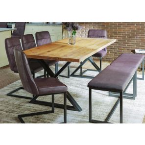 Urban Elegance Reclaimed Large Dining Table with Diagonal Legs