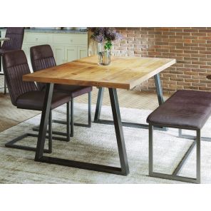 Urban Elegance Reclaimed Small Dining Table with Horizontal Legs