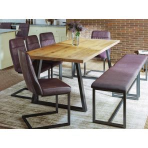 Urban Elegance Reclaimed Large Dining Table with Horizontal Legs