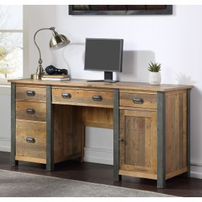 Urban Elegance Reclaimed Twin Pedestal Home Office Desk