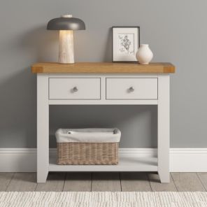 Windsor Ivory and Oak 2 Drawer Console Table