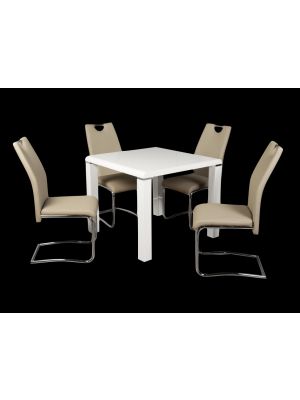 Clarus High Gloss White Dining Set