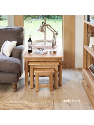 Mobel Oak Nest of 3 Coffee Tables